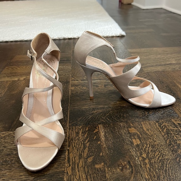 LK Bennett x Jenny Packham Satin Strappy Heels – Champagne, Size 40 (US 9.5/10) - Picture 1 of 5